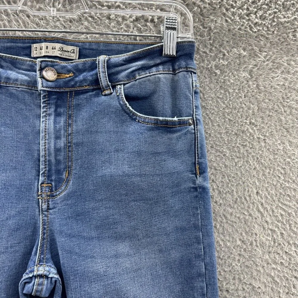 Denim Co Jeans Women's 8 Blue Light‎ Wash Denim Distressed Ankle Skinny Jeans